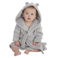 18C50906: Baby Silver Grey Hooded Dressing Gown (0-6 Months)